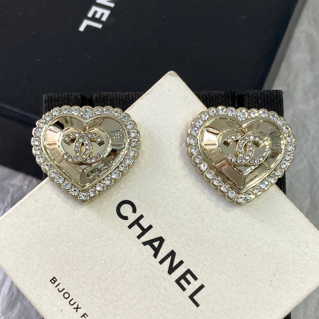 Chanel Gold Heart Earrings