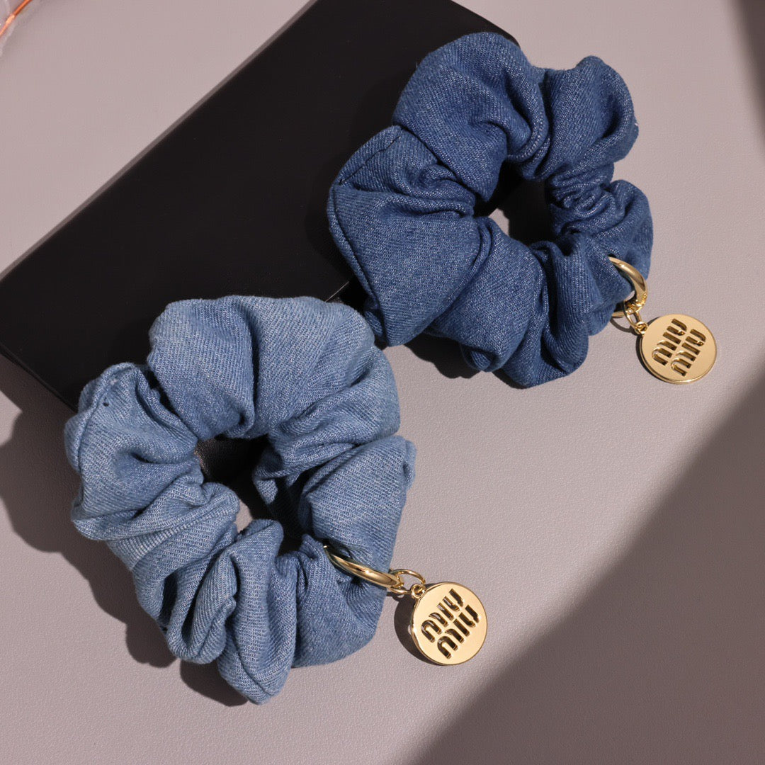 Miu Miu Denim Ponytail Holders