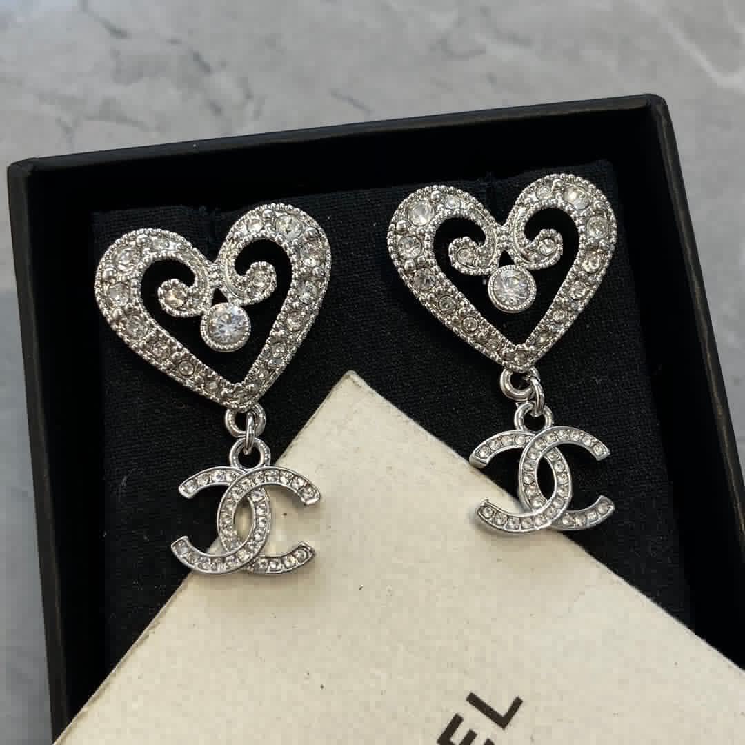 Chanel Heart Diamond Earrings