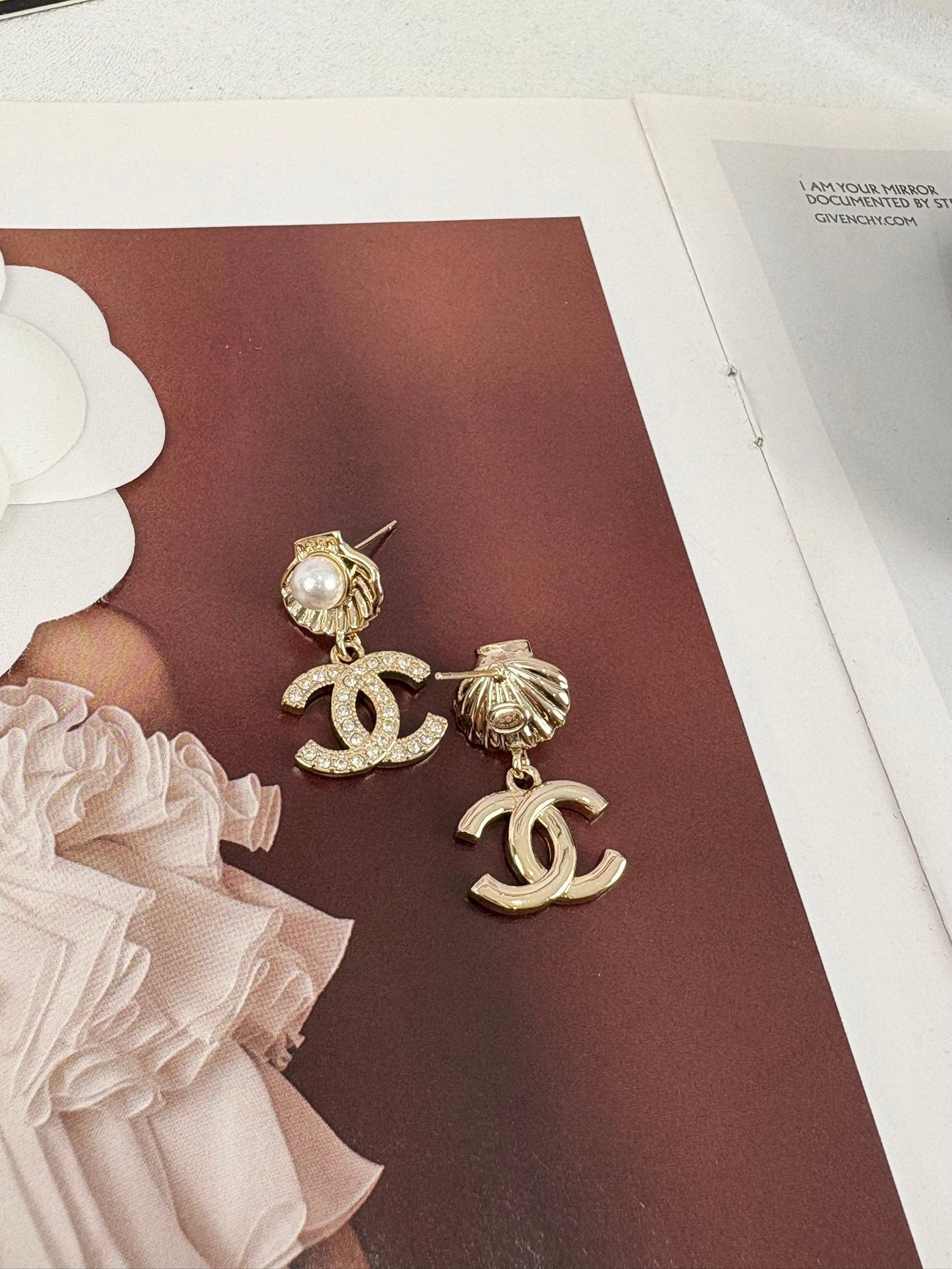 Chanel Shell Gold Earrings