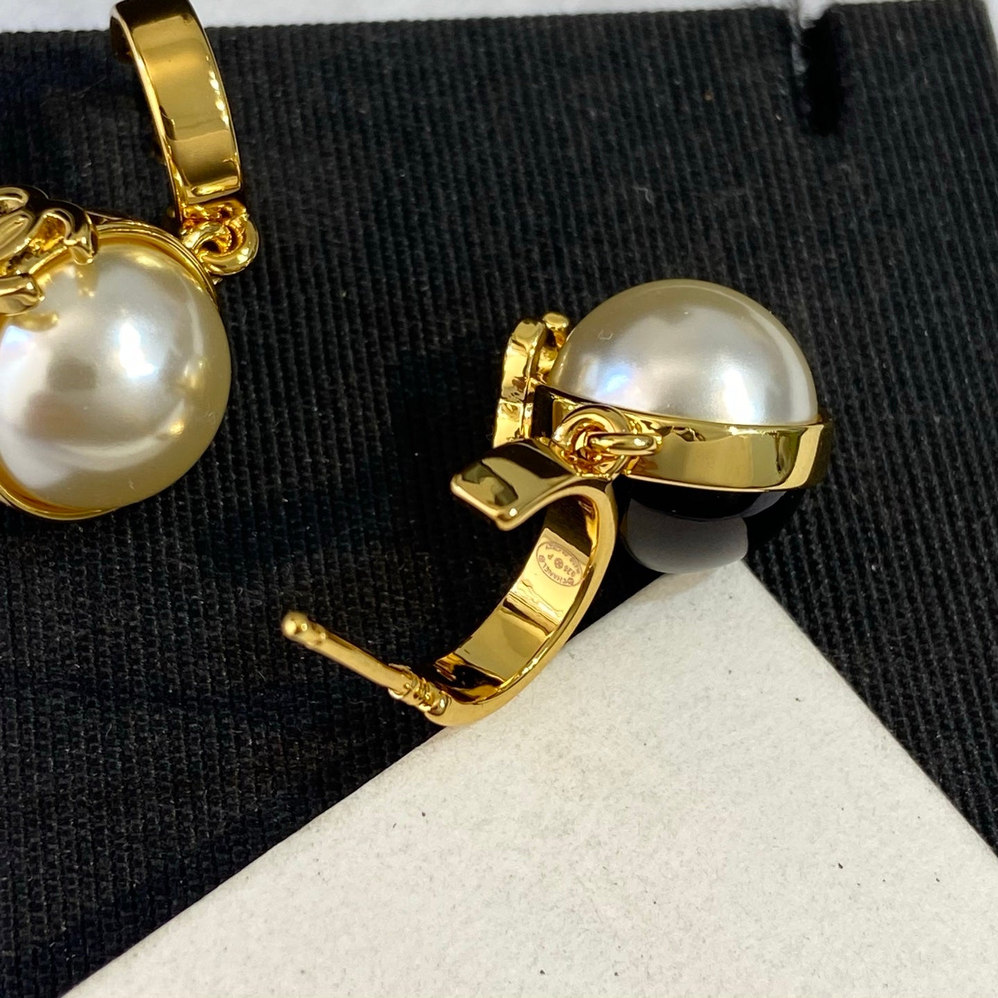 Chanel Double C Pearl Earrings